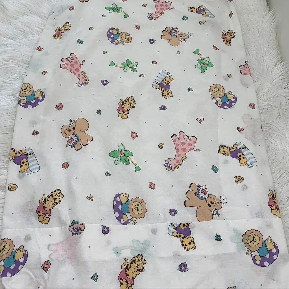 1993 Little Bedding Red Calliope Vintage Animal Lion Fitted Crib Sheet Baby